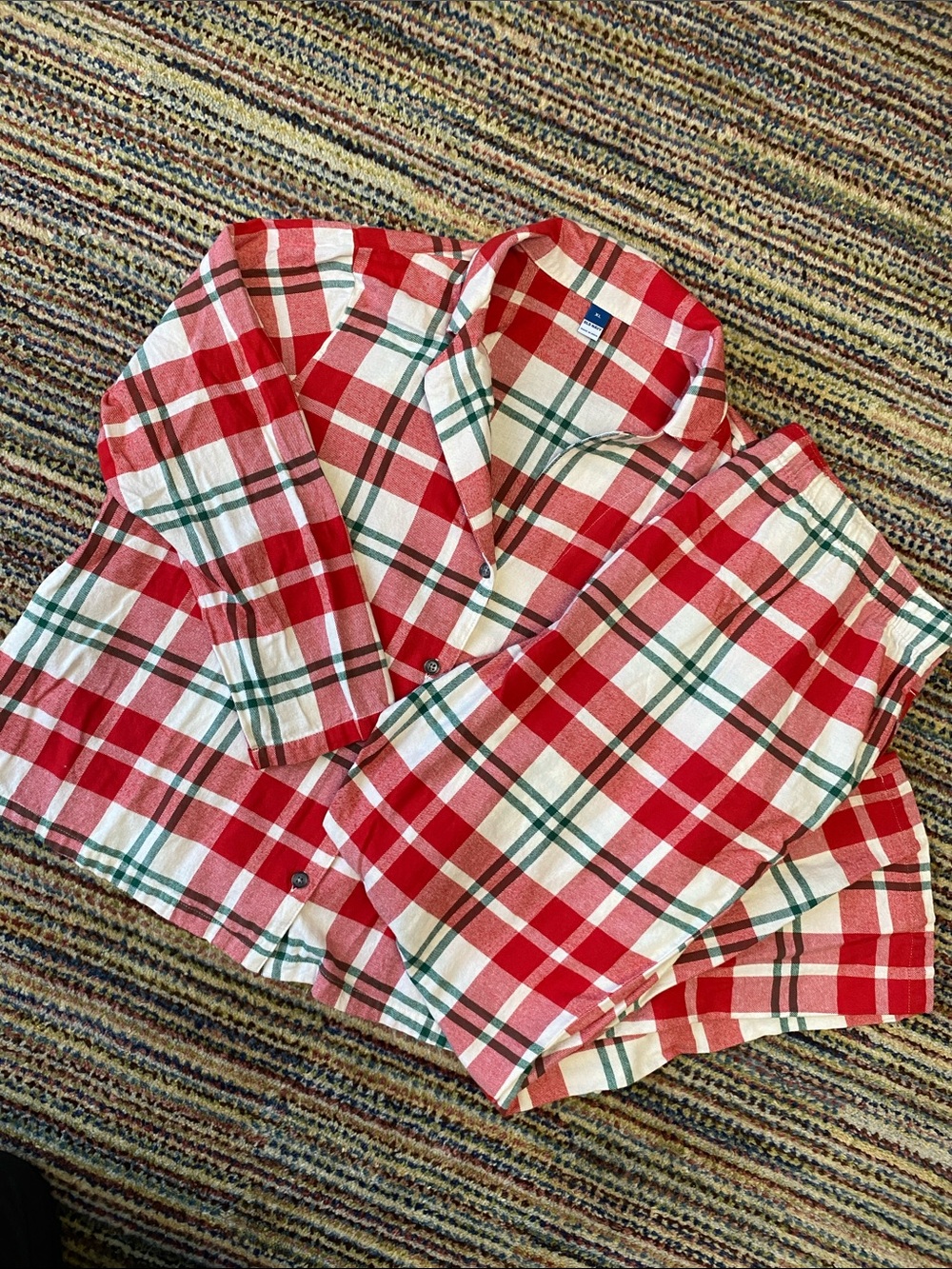 Men’s Red Plaid Flannel Pajama Set XL